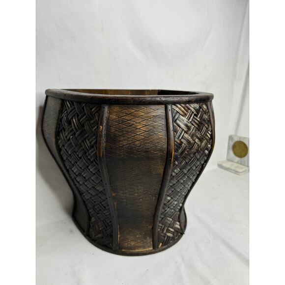 Vintage Wood & Weave Panel Decorative wall Planter - Picture 3 of 10